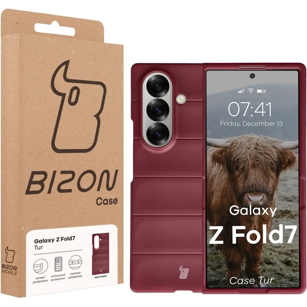 Pancerne etui Bizon Case Tur do Samsung Galaxy Z Fold7 burgundowe