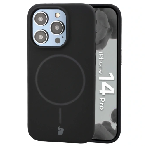 Silikonowe etui z pierścieniem magnetycznym Bizon Soft Case Magnetic do Apple iPhone 14 Pro czarne