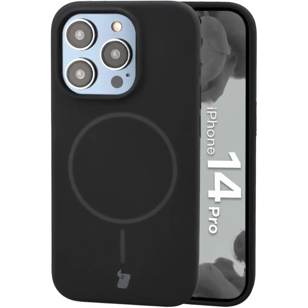 Silikonowe etui z pierścieniem magnetycznym Bizon Soft Case Magnetic do Apple iPhone 14 Pro czarne
