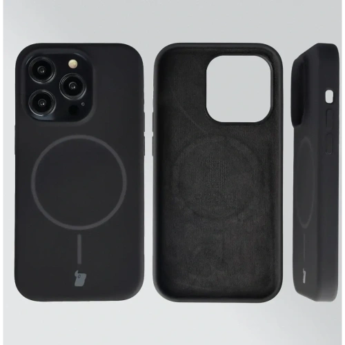 Silikonowe etui z pierścieniem magnetycznym Bizon Soft Case Magnetic do Apple iPhone 14 Pro czarne