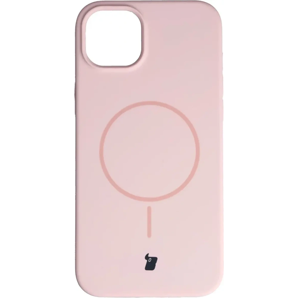 Silikonowe etui z pierścieniem magnetycznym Bizon Soft Case Magnetic do Apple iPhone 15 Plus jasnoróżowe