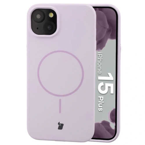 Silikonowe etui z pierścieniem magnetycznym Bizon Soft Case Magnetic do Apple iPhone 15 Plus jasnofioletowe