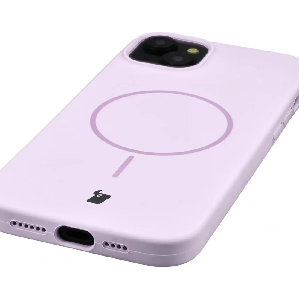 Silikonowe etui z pierścieniem magnetycznym Bizon Soft Case Magnetic do Apple iPhone 15 Plus jasnofioletowe