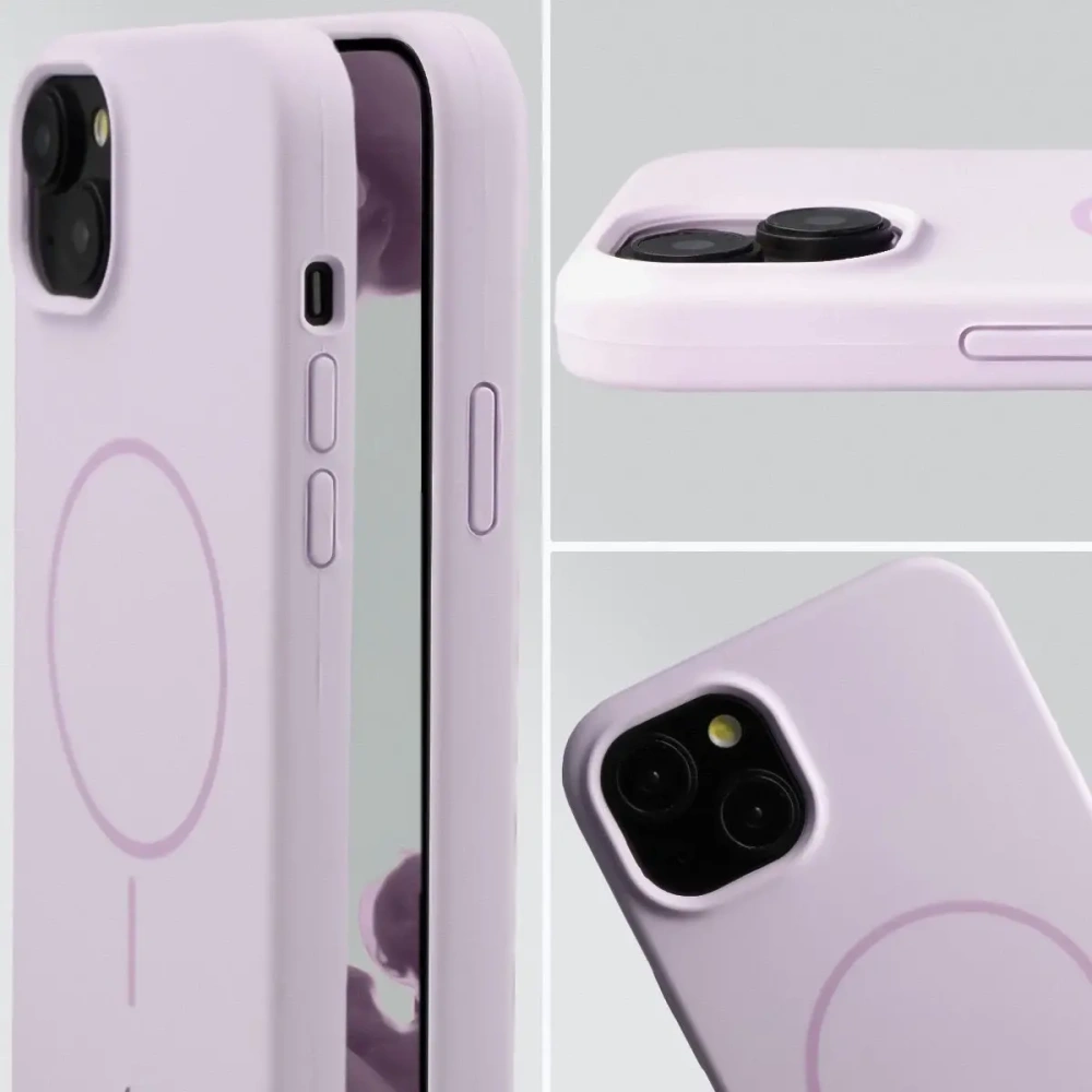 Silikonowe etui z pierścieniem magnetycznym Bizon Soft Case Magnetic do Apple iPhone 15 Plus jasnofioletowe
