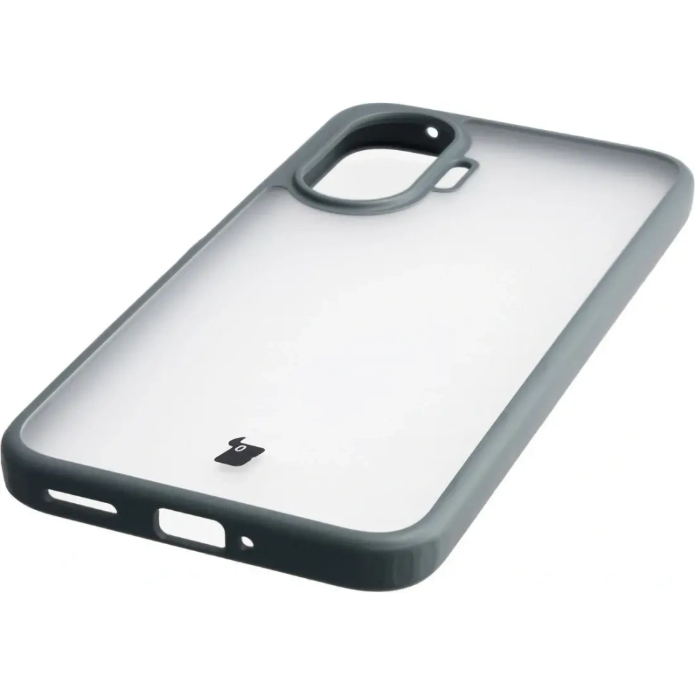 Etui Bizon Case Angelo do Xiaomi POCO F7 półprzezroczyste z szarą ramką