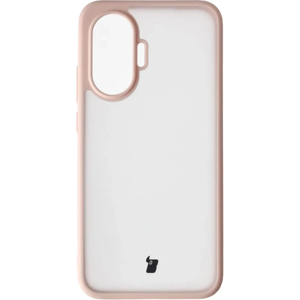 Etui Bizon Case Angelo do Xiaomi POCO F7 półprzezroczyste z różową ramką