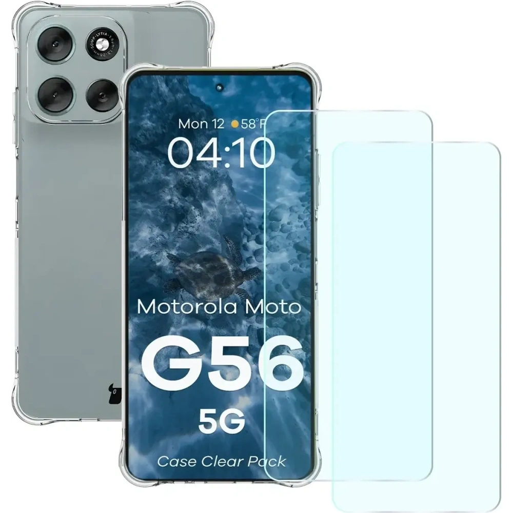 Elastyczne etui + 2x szkło hartowane Bizon Case Clear Pack do Motorola Moto G56 5G