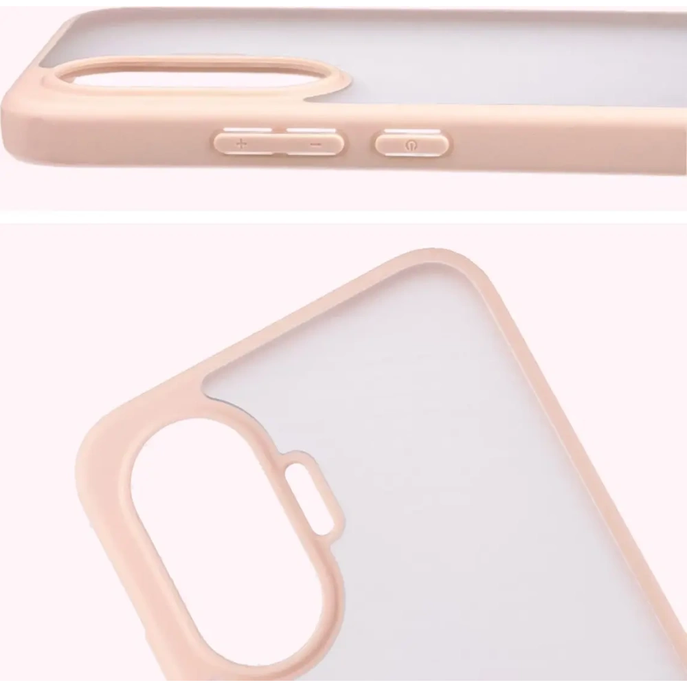 Etui Bizon Case Angelo do Xiaomi POCO F7 półprzezroczyste z różową ramką