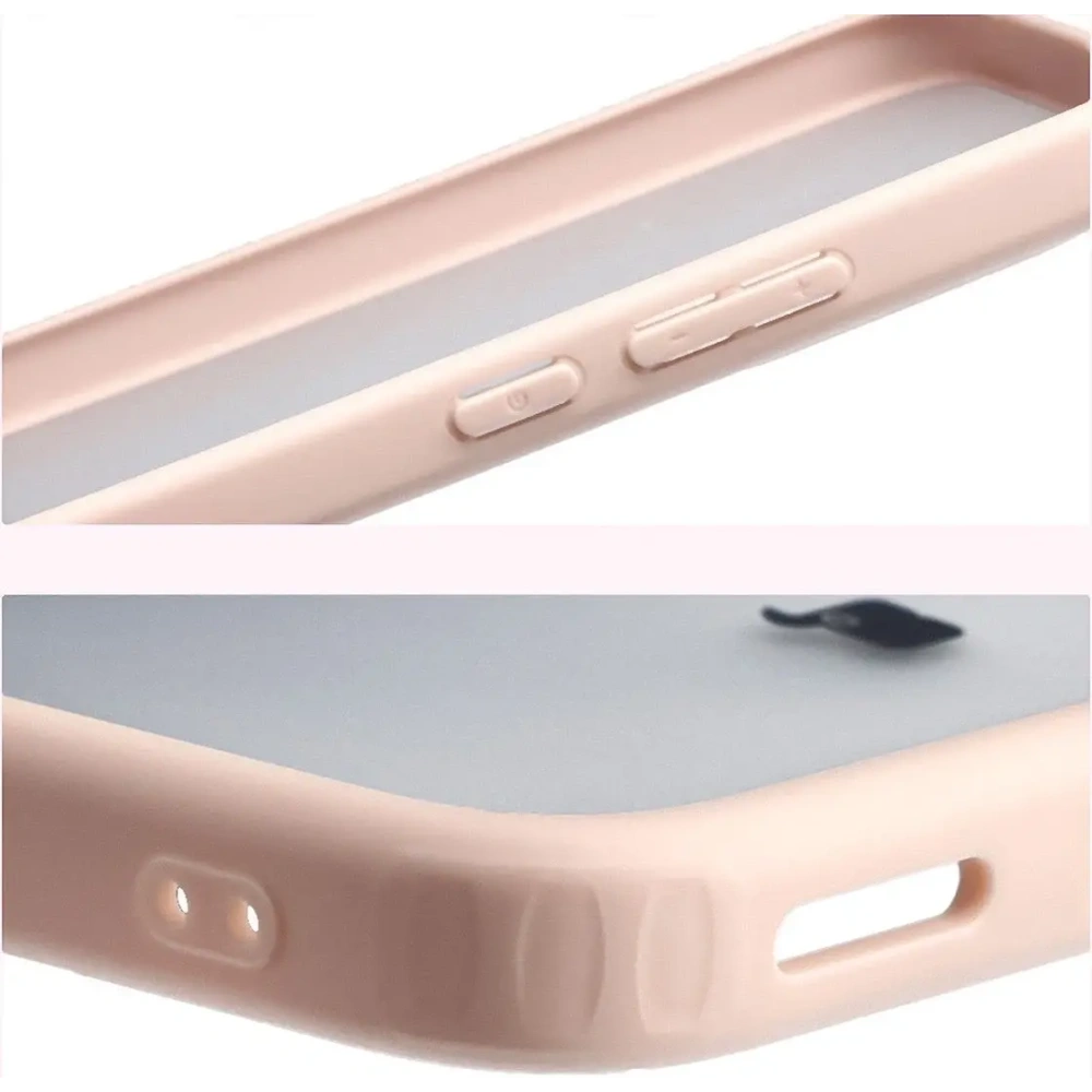 Etui Bizon Case Angelo do Xiaomi POCO F7 półprzezroczyste z różową ramką