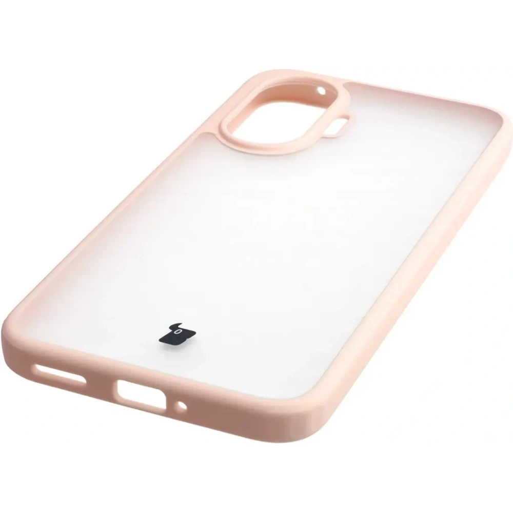 Etui Bizon Case Angelo do Xiaomi POCO F7 półprzezroczyste z różową ramką
