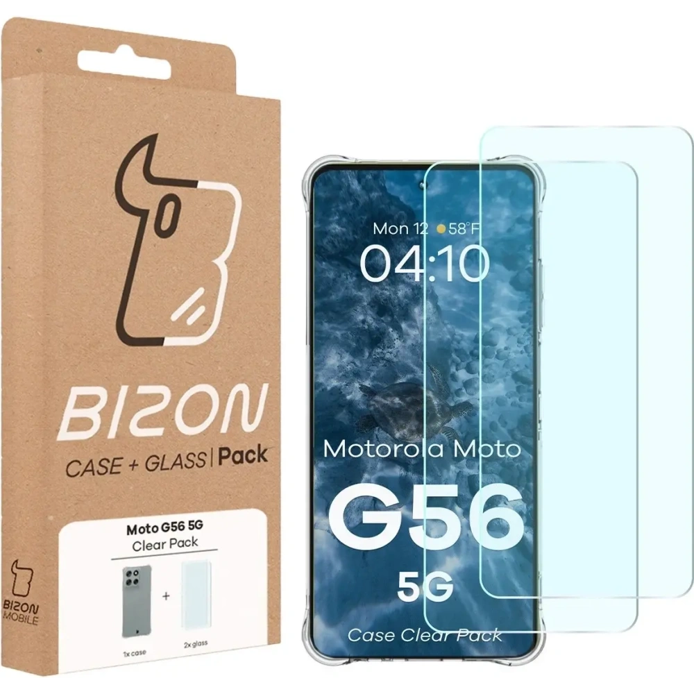 Elastyczne etui + 2x szkło hartowane Bizon Case Clear Pack do Motorola Moto G56 5G