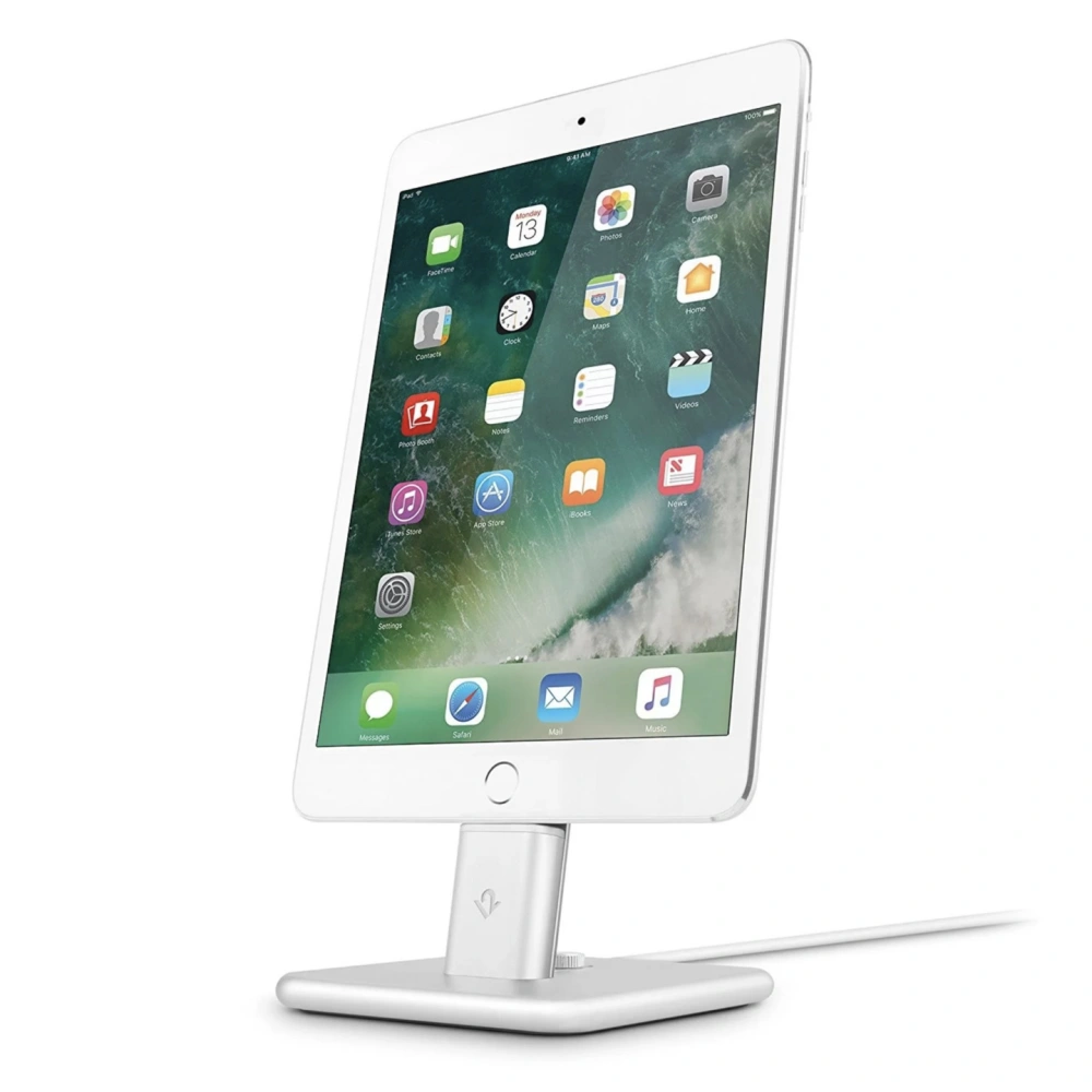 Podstawka Twelve South HiRise Deluxe 2 z zestawem kabli do iPhone, iPad i smartfonów (srebrna) 12-1626