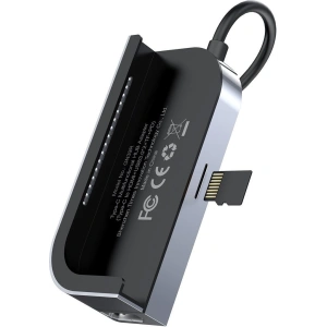Adapter 6w1 Baseus Bend Angle, Hub USB-C 2x USB 3.0 + HDMI 4K + microSD + USB-C PD + mini jack 3,5mm (szary)