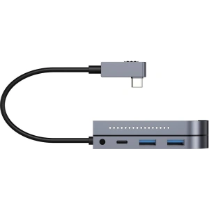 Adapter 6w1 Baseus Bend Angle, Hub USB-C 2x USB 3.0 + HDMI 4K + microSD + USB-C PD + mini jack 3,5mm (szary)