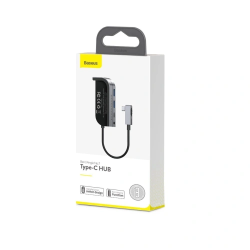 Kup Adaptér 6w1 Baseus Bend Angle, Hub USB-C 2x USB 3.0 + HDMI 4K + microSD + USB-C PD + mini jack 3,5mm (šedý) - BSU1543GRY - {ean13} - Sklep Home Screen