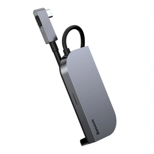 Kup Adaptér 6w1 Baseus Bend Angle, Hub USB-C 2x USB 3.0 + HDMI 4K + microSD + USB-C PD + mini jack 3,5mm (šedý) - BSU1543GRY - {ean13} - Sklep Home Screen