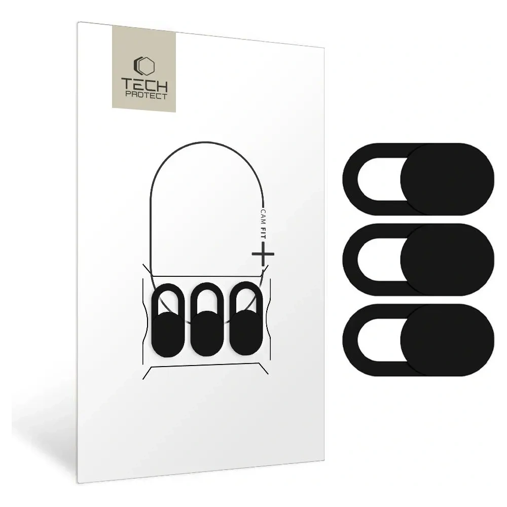 Zaślepka na kamerę Tech-Protect Cam Fit+ Laptop Webcam Cover Black [3 PACK]