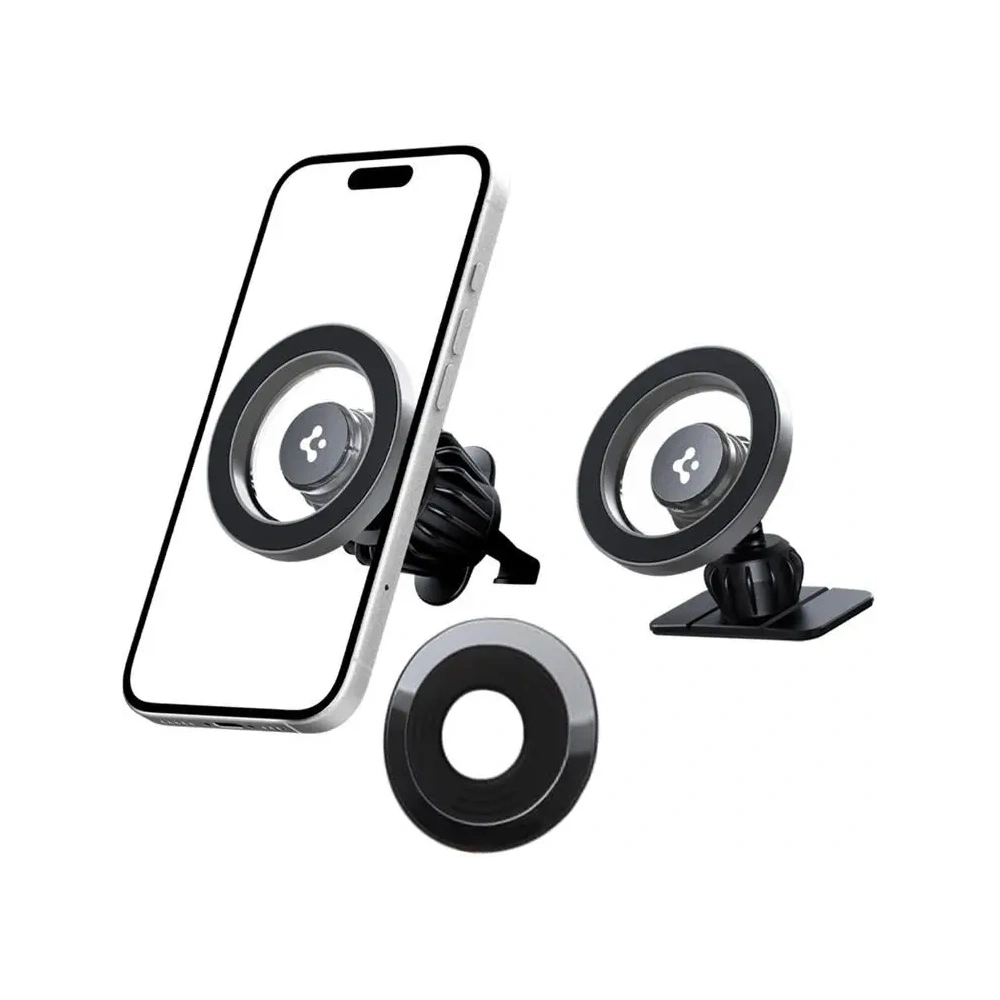Uchwyt samochodowy na kokpit / do kratki Spigen MFT13 Magnetic MagSafe Dashboard & Vent Car Mount Silver