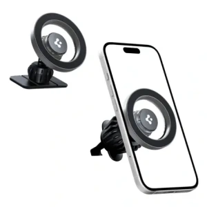 Uchwyt samochodowy na kokpit / do kratki Spigen MFT13 Magnetic MagSafe Dashboard & Vent Car Mount Silver