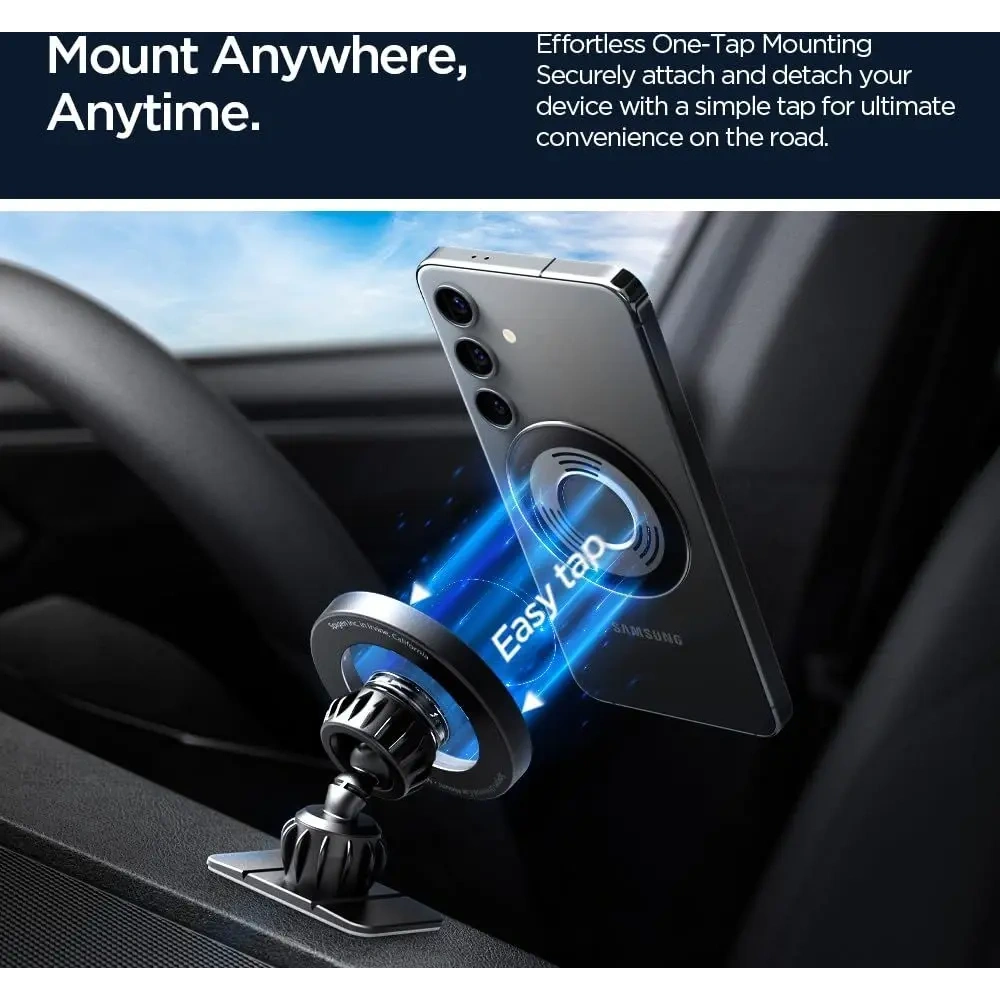 Uchwyt samochodowy na kokpit / do kratki Spigen MFT13 Magnetic MagSafe Dashboard & Vent Car Mount Silver