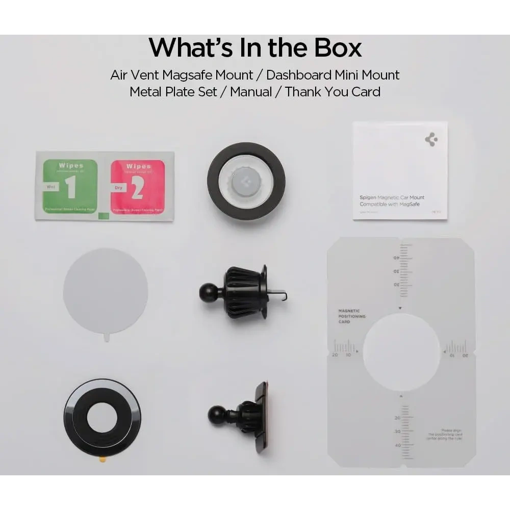 Uchwyt samochodowy na kokpit / do kratki Spigen MFT13 Magnetic MagSafe Dashboard & Vent Car Mount Silver