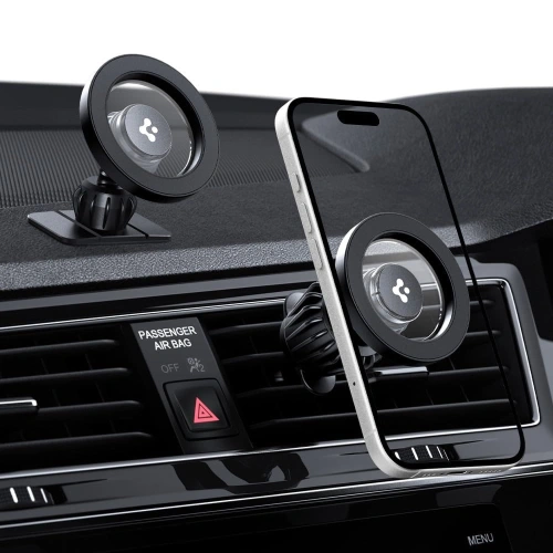 Uchwyt samochodowy na kokpit / do kratki Spigen MFT13 Magnetic MagSafe Dashboard & Vent Car Mount Black