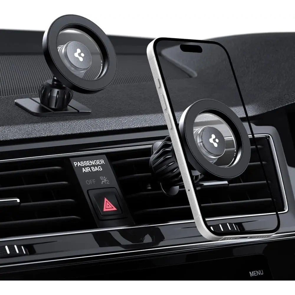 Uchwyt samochodowy na kokpit / do kratki Spigen MFT13 Magnetic MagSafe Dashboard & Vent Car Mount Black