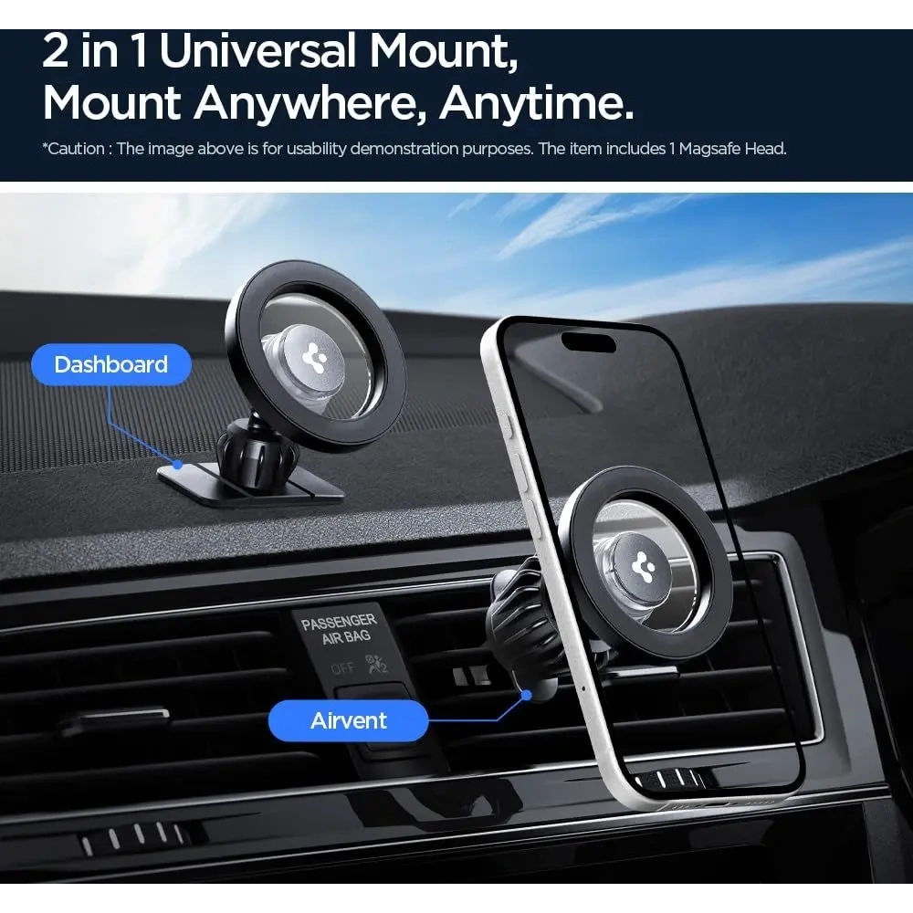 Uchwyt samochodowy na kokpit / do kratki Spigen MFT13 Magnetic MagSafe Dashboard & Vent Car Mount Black