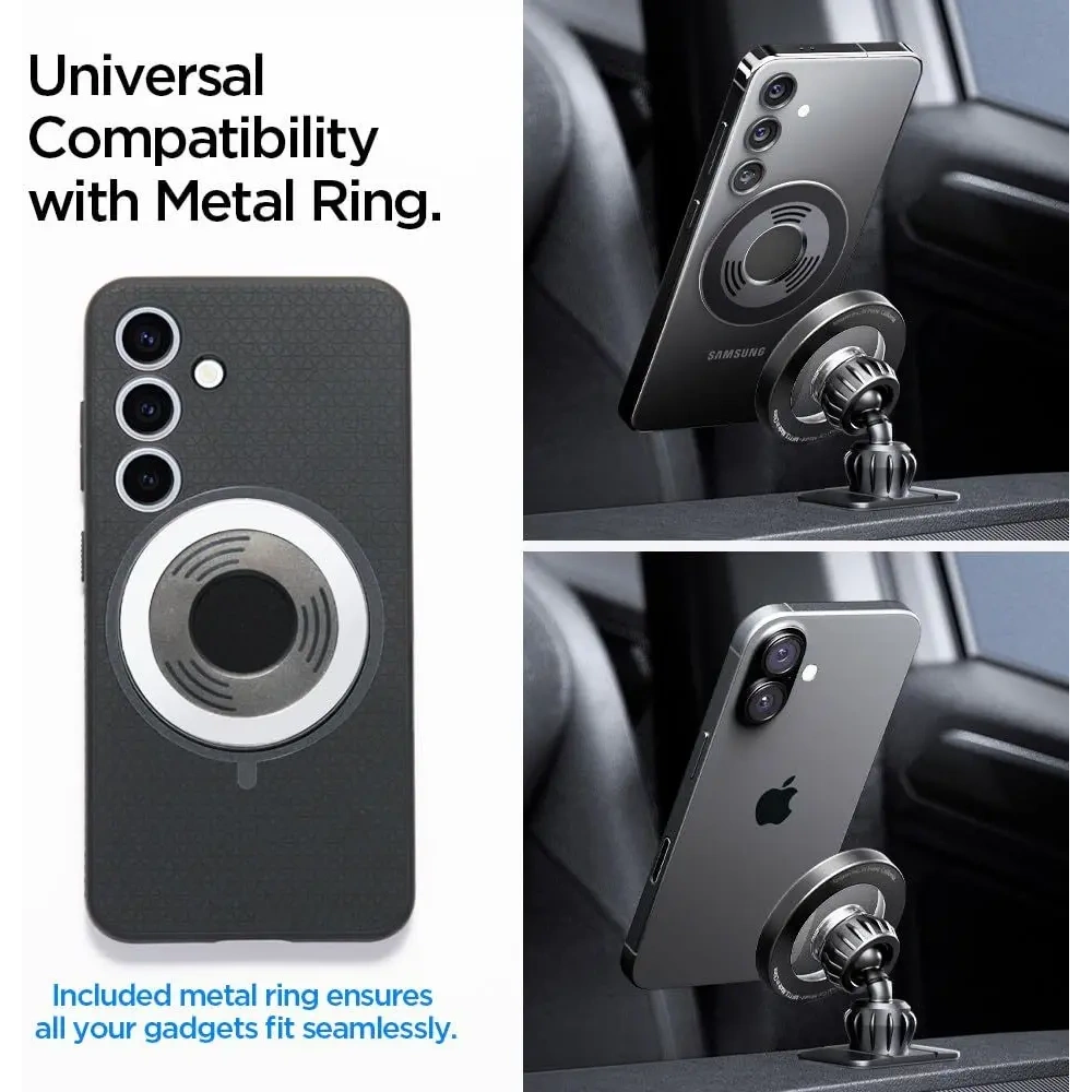 Uchwyt samochodowy na kokpit / do kratki Spigen MFT13 Magnetic MagSafe Dashboard & Vent Car Mount Black