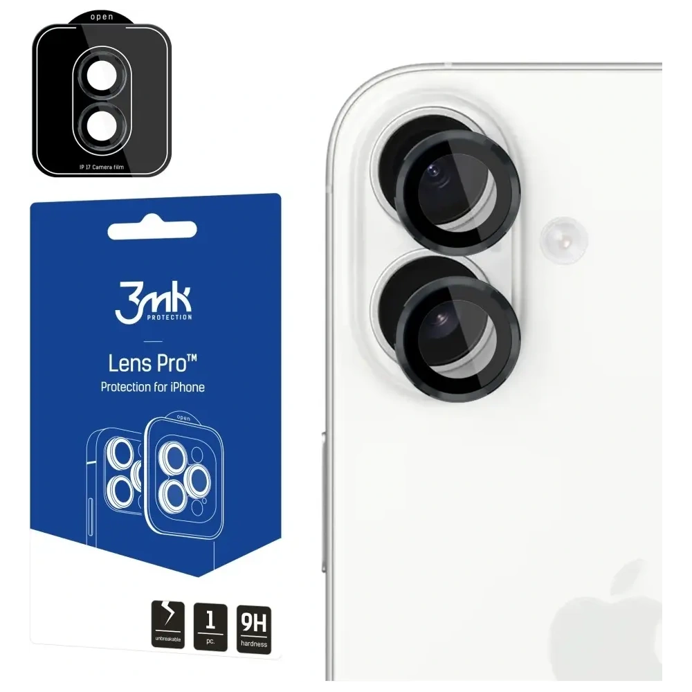 Szkło hartowane na obiektyw aparatu 3MK Lens Protection Pro do Apple iPhone 17 czarny