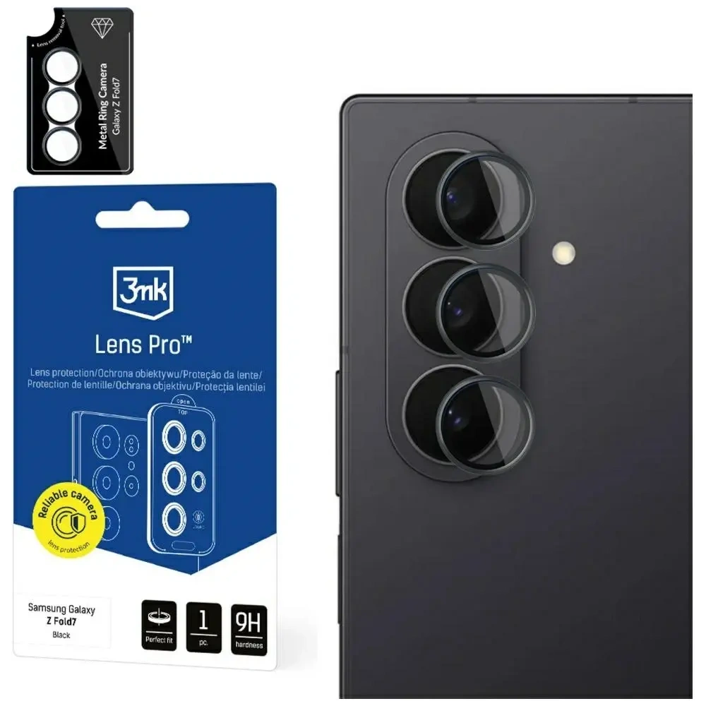 Szkło hartowane na obiektyw aparatu 3MK Lens Protection Pro do Samsung Galaxy Z Fold7 czarny