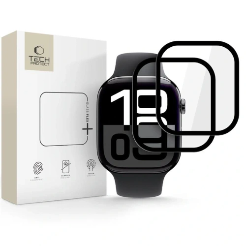 Szkło hybrydowe Tech-Protect Glass Flex+ do Apple Watch 10 46mm Black [2 PACK]