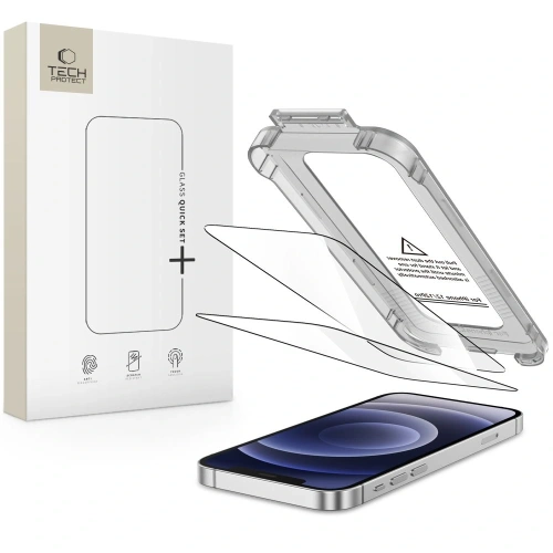 Szkło hartowane Tech-Protect Quick Set+ do Apple iPhone 12 / 12 Pro Black [2 PACK]