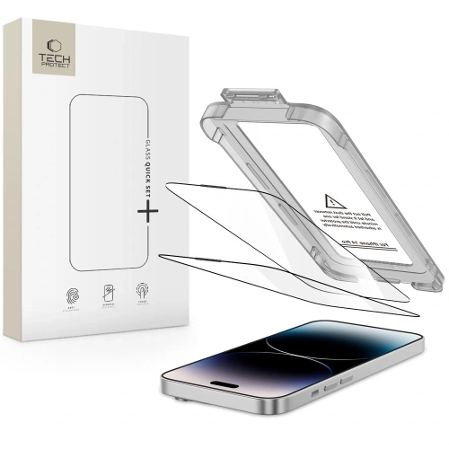 Szkło hartowane Tech-Protect Quick Set+ do Apple iPhone 14 Pro Black [2 PACK]
