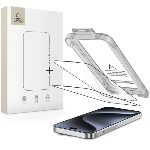 Szkło hartowane Tech-Protect Quick Set+ do Apple iPhone 15 Pro Black [2 PACK]
