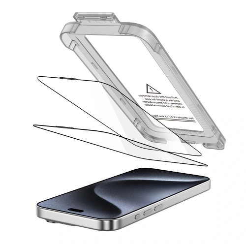 Szkło hartowane Tech-Protect Quick Set+ do Apple iPhone 15 Pro Black [2 PACK]