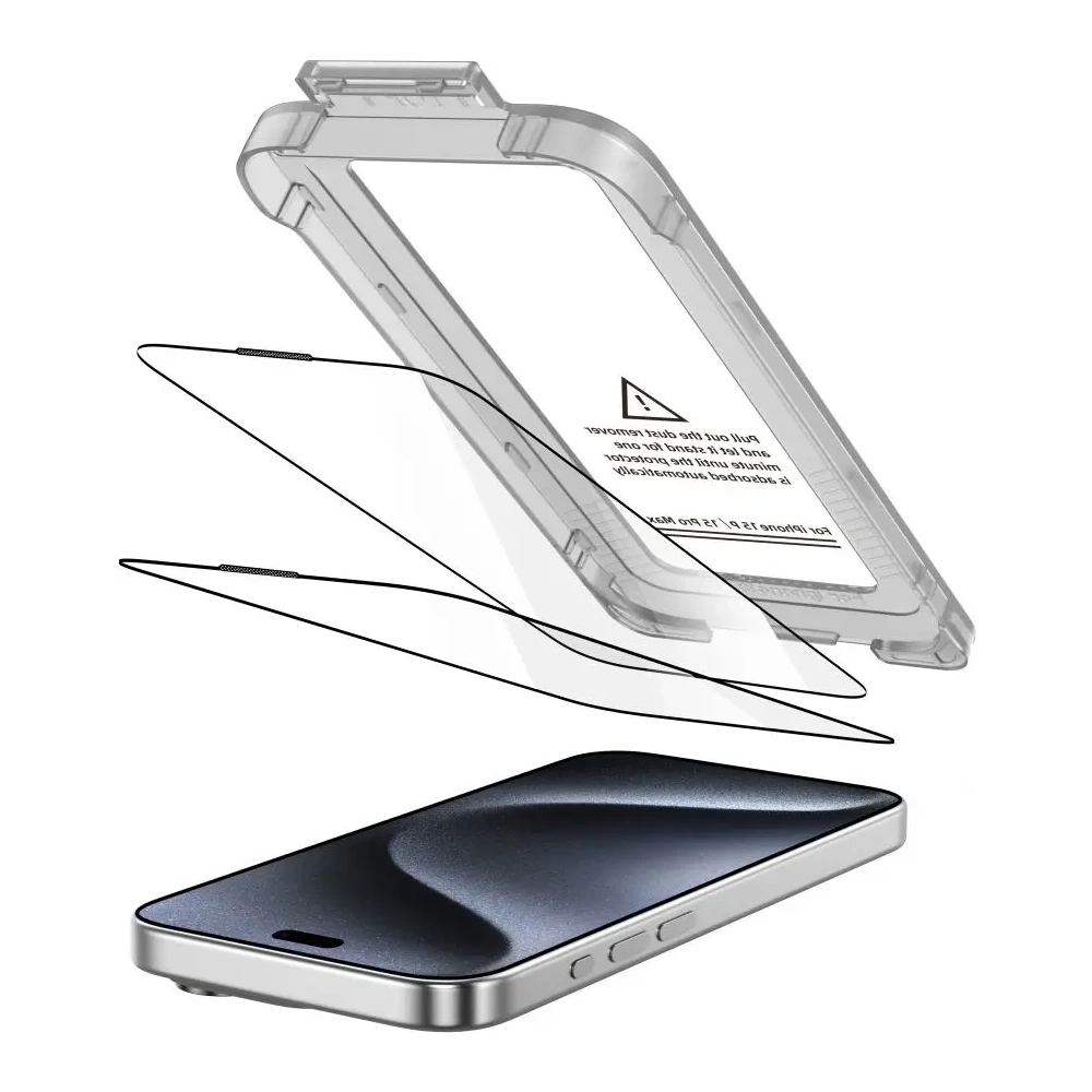 Szkło hartowane Tech-Protect Quick Set+ do Apple iPhone 15 Pro Max Black [2 PACK]