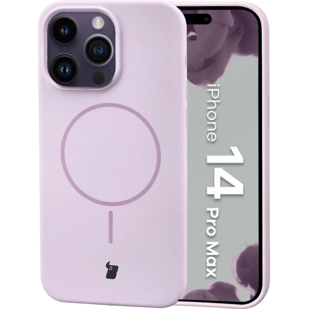 Silikonowe etui z pierścieniem magnetycznym Bizon Soft Case Magnetic do Apple iPhone 14 Pro Max jasnofioletowe