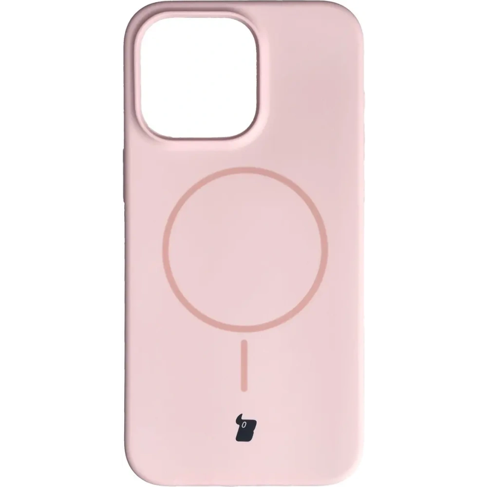 Silikonowe etui z pierścieniem magnetycznym Bizon Soft Case Magnetic do Apple iPhone 15 Pro Max jasnoróżowe