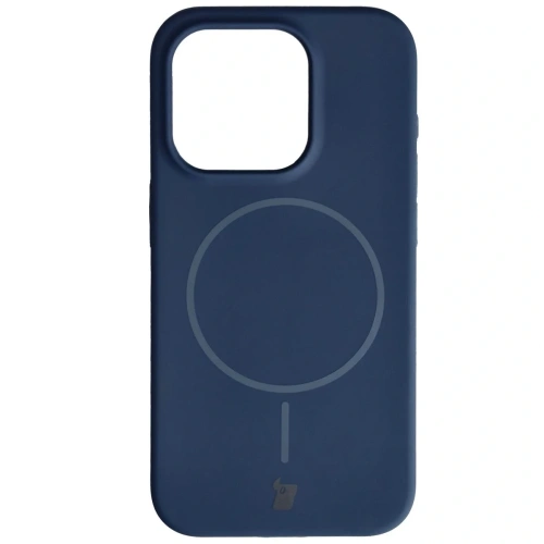 Silikonowe etui z pierścieniem magnetycznym Bizon Soft Case Magnetic do Apple iPhone 15 Pro granatowe