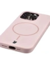 Silikonowe etui z pierścieniem magnetycznym Bizon Soft Case Magnetic do Apple iPhone 15 Pro jasnoróżowe