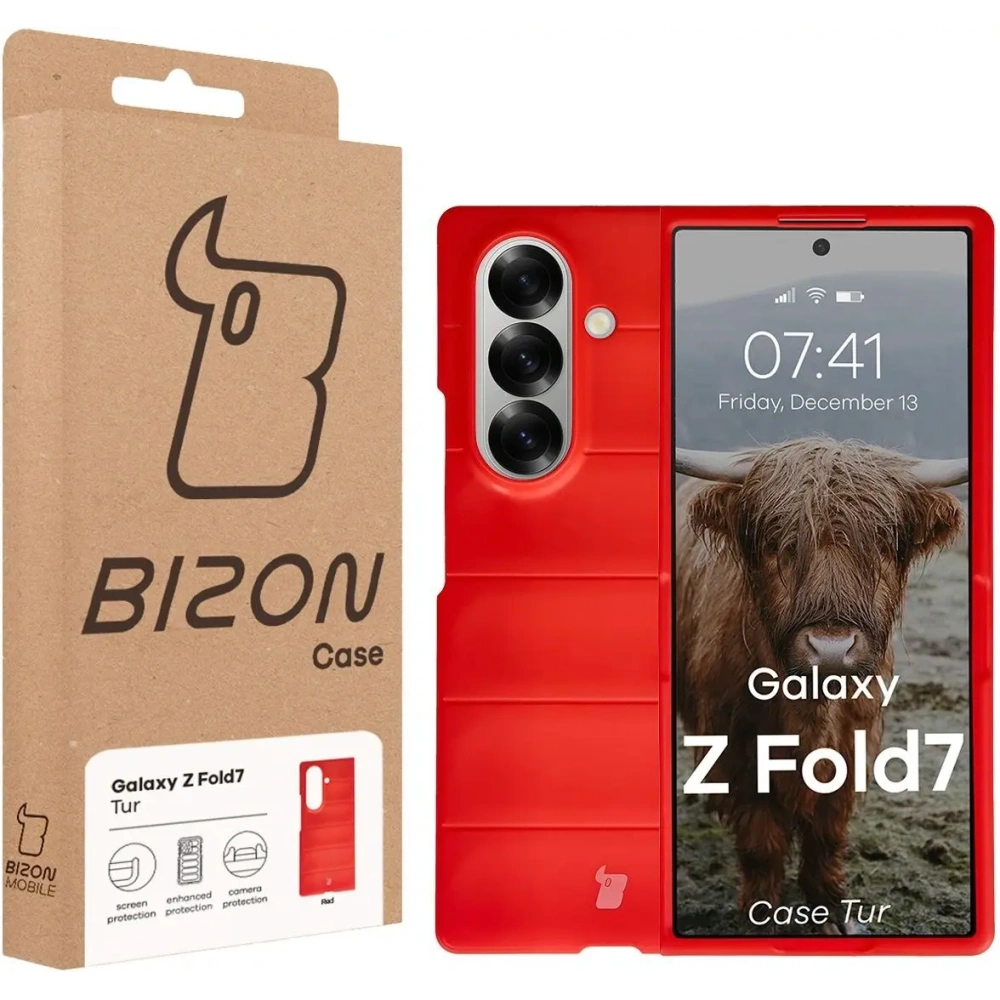 Pancerne etui Bizon Case Tur do Samsung Galaxy Z Fold7 czerwone