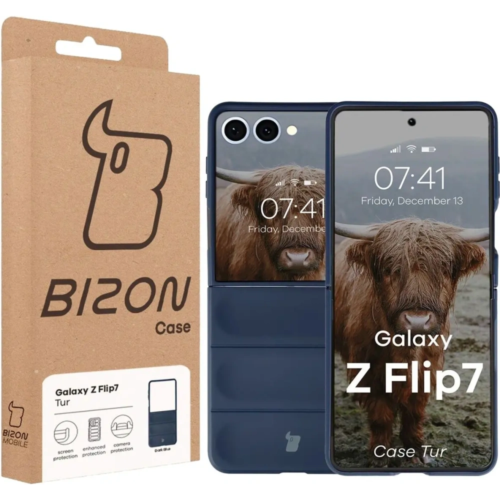 Pancerne etui Bizon Case Tur do Samsung Galaxy Z Flip7 granatowe