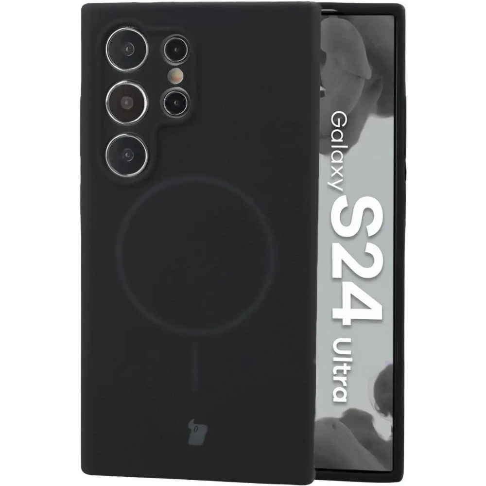 Silikonowe etui z pierścieniem magnetycznym Bizon Soft Case Magnetic do Samsung Galaxy S24 Ultra czarne