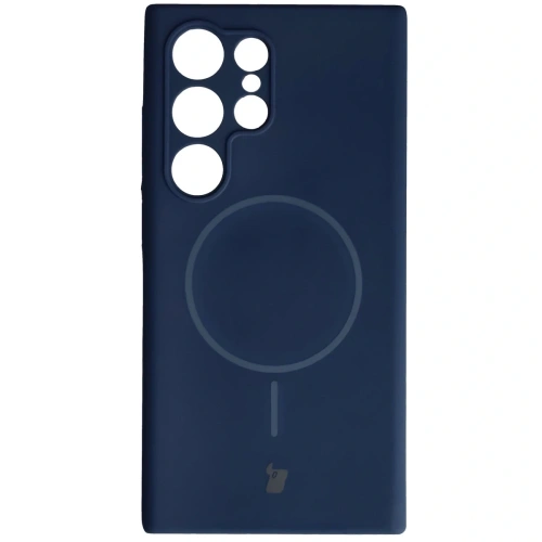 Silikonowe etui z pierścieniem magnetycznym Bizon Soft Case Magnetic do Samsung Galaxy S24 Ultra granatowe