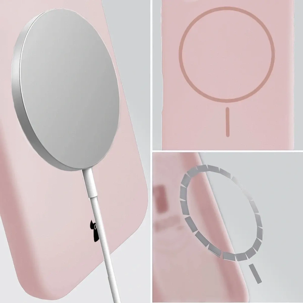 Silikonowe etui z pierścieniem magnetycznym Bizon Soft Case Magnetic do Samsung Galaxy S24 Ultra jasnoróżowe