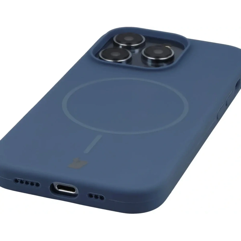 Silikonowe etui z pierścieniem magnetycznym Bizon Soft Case Magnetic do Apple iPhone 14 Pro granatowe