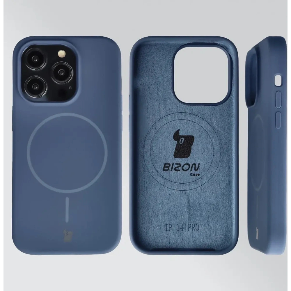 Silikonowe etui z pierścieniem magnetycznym Bizon Soft Case Magnetic do Apple iPhone 14 Pro granatowe