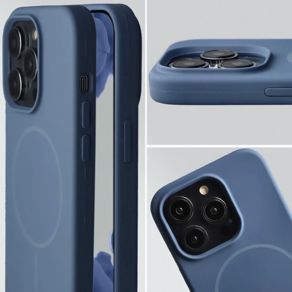 Silikonowe etui z pierścieniem magnetycznym Bizon Soft Case Magnetic do Apple iPhone 14 Pro granatowe