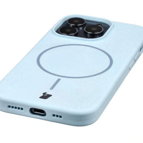 Silikonowe etui z pierścieniem magnetycznym Bizon Soft Case Magnetic do Apple iPhone 14 Pro błękitne